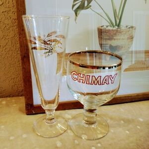 LAST CHANCE!! Vintage Homer Laughlin & Chimay Gold Rimmed Beer Glasses